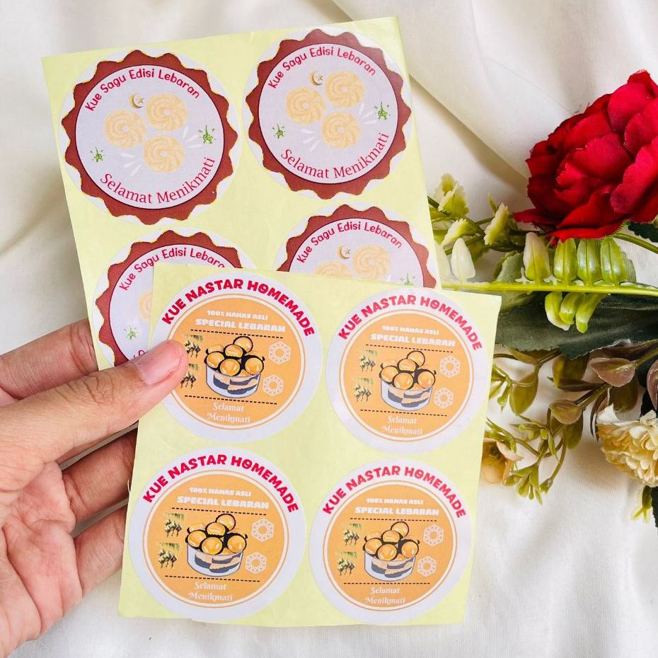

9-15 Threemind Label Sticker Cookies Lebaran Stiker Toples Kue Kering Idul Fitri Bulat Chromo Murah