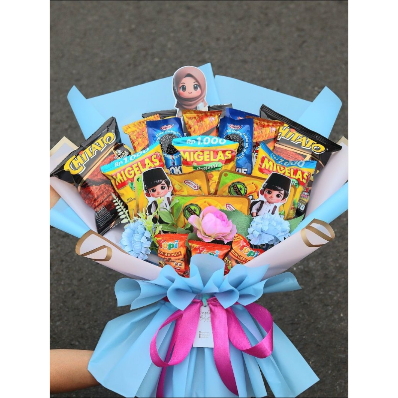 

Buket Snack Jumbo Topper - Hadiah Ulang Tahun Anak, Hadiah Wisuda