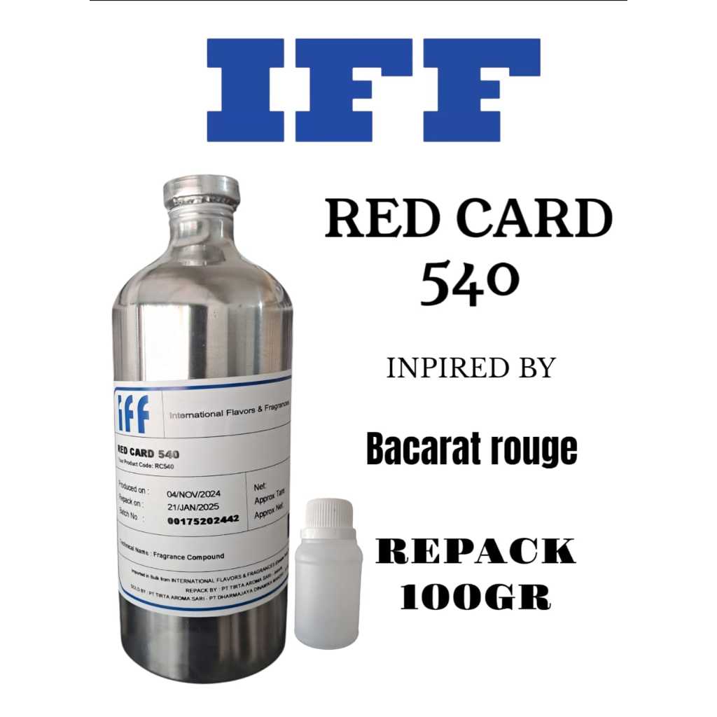 

(100 GR REPACK) RED CARD IFF REPACK 100 GR. RED CARD 540 BY IFF KEMASAN REPACK 100 ML. BACCARAT BACARAT. DIJAMIN 100% MURNI
