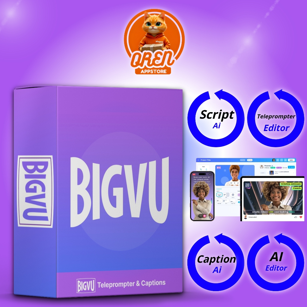 BigVu |  Teleprompter & Auto Caption | Auto Shorts Clip | Auto B-Roll | AI Pro | Auto Subtitle | Kon
