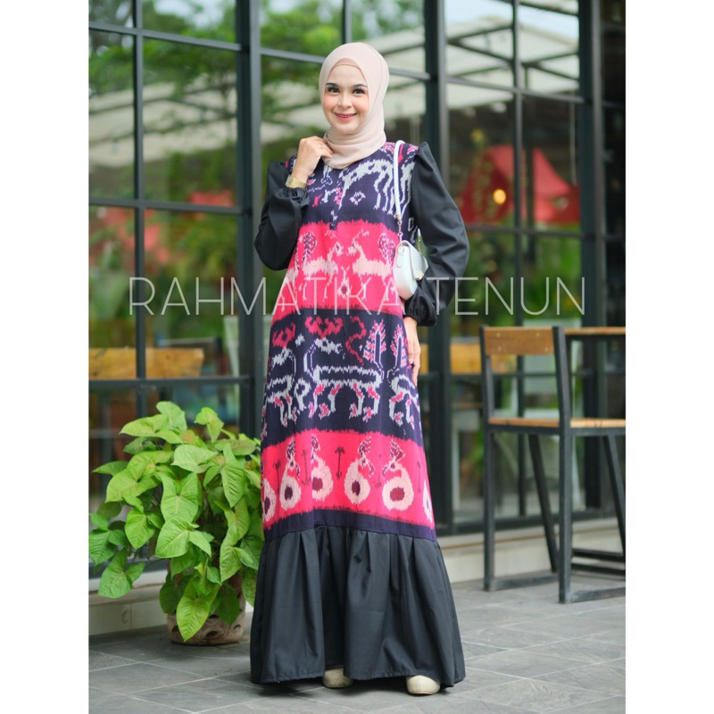 Gamis Tenun Etnik Amera Series Dress Tenun Troso Remaja Premium kombinasi Toyobo