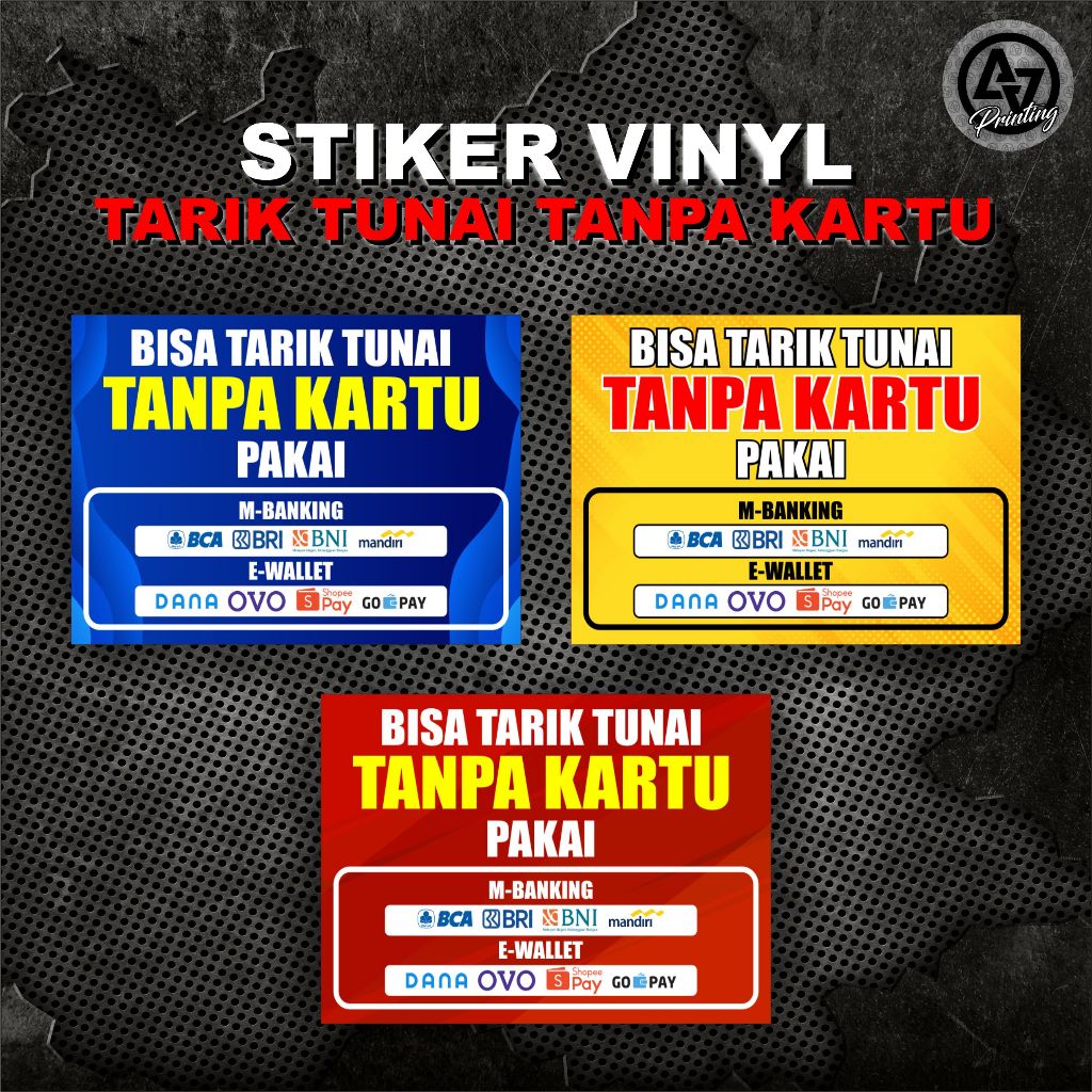 STIKER TARIK TUNAI TANPA KARTU TIPE A2 ETALASE KONTER HP