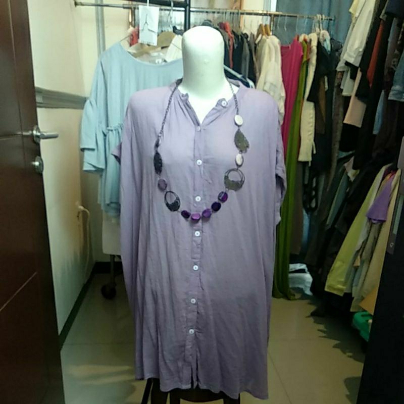 Tunik kemeja ungu muda