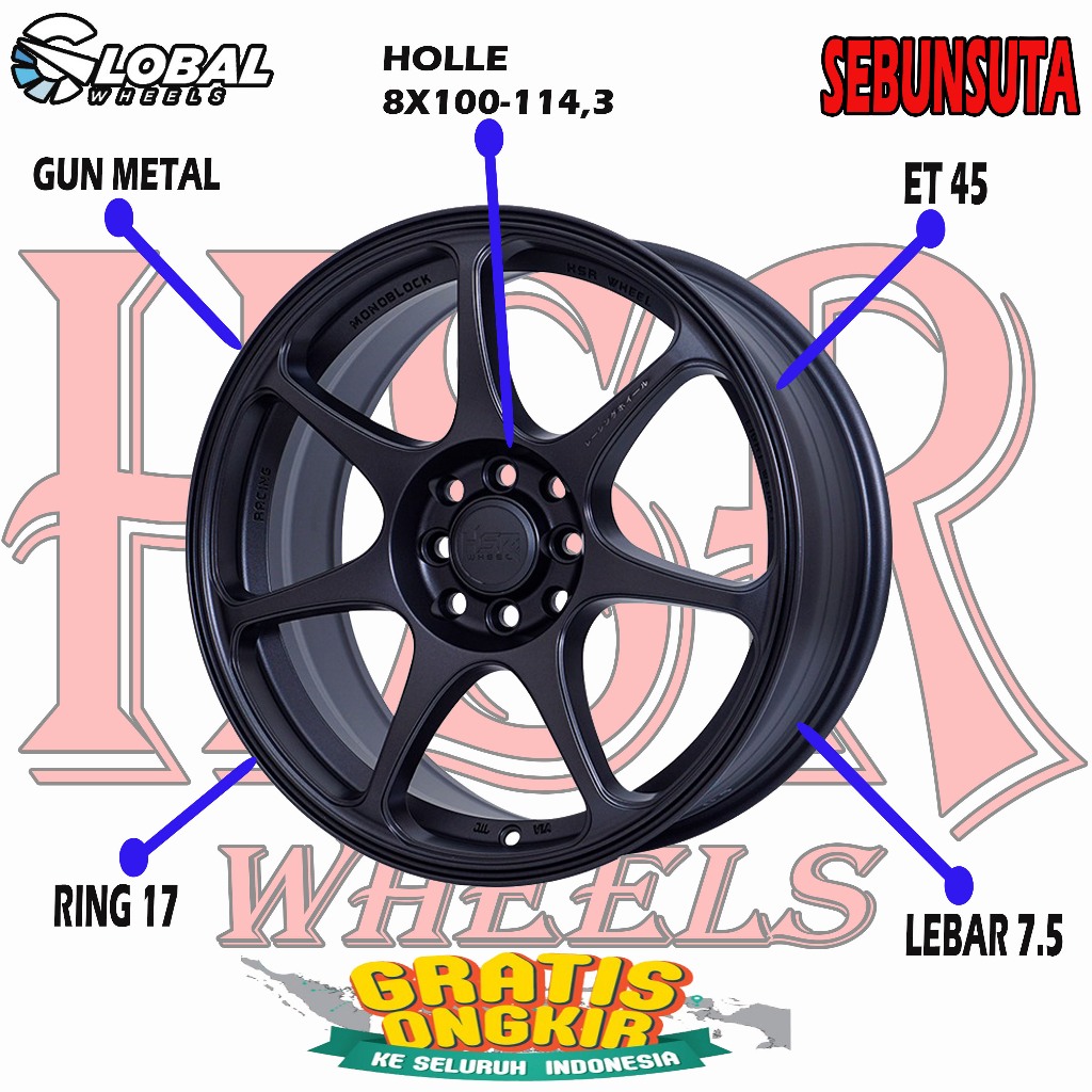Velg Mobil Racing Ring 18 HSR Sebunsuta Buat Raize, Livina, Avanza, Jazz, Yaris Dll