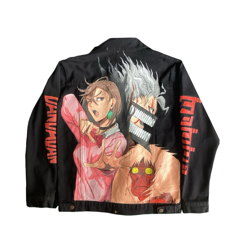 Jaket Lukis Denim/Jeans Anime Dandadan (Hand Painting)