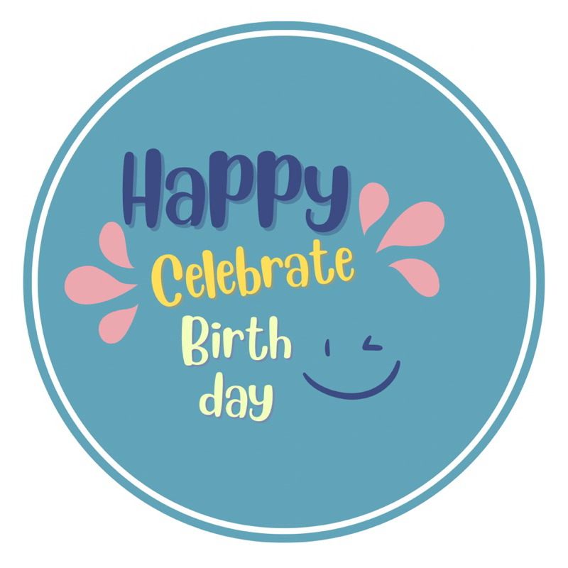 

F02.1# Stiker “HAPPY CELEBRATE BIRTHDAY” Bulat Berbagai Ukuran