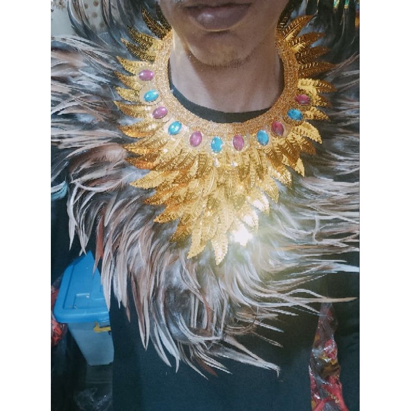Kalung bulu papua / aksesoris Papua/ aksesoris leher dayak
