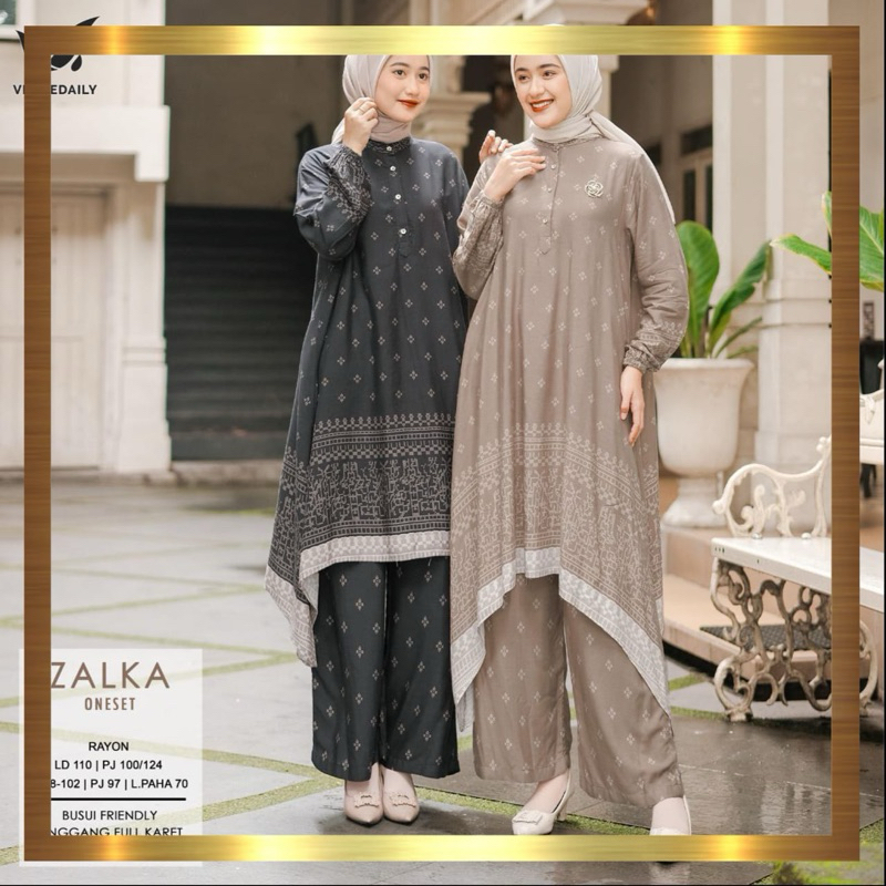ZALKA - ZAHWA ONE SET Tencel Uniqlo Original Product By VENTEDAILY✔ | Set Wanita Muslimah Terbaru OR
