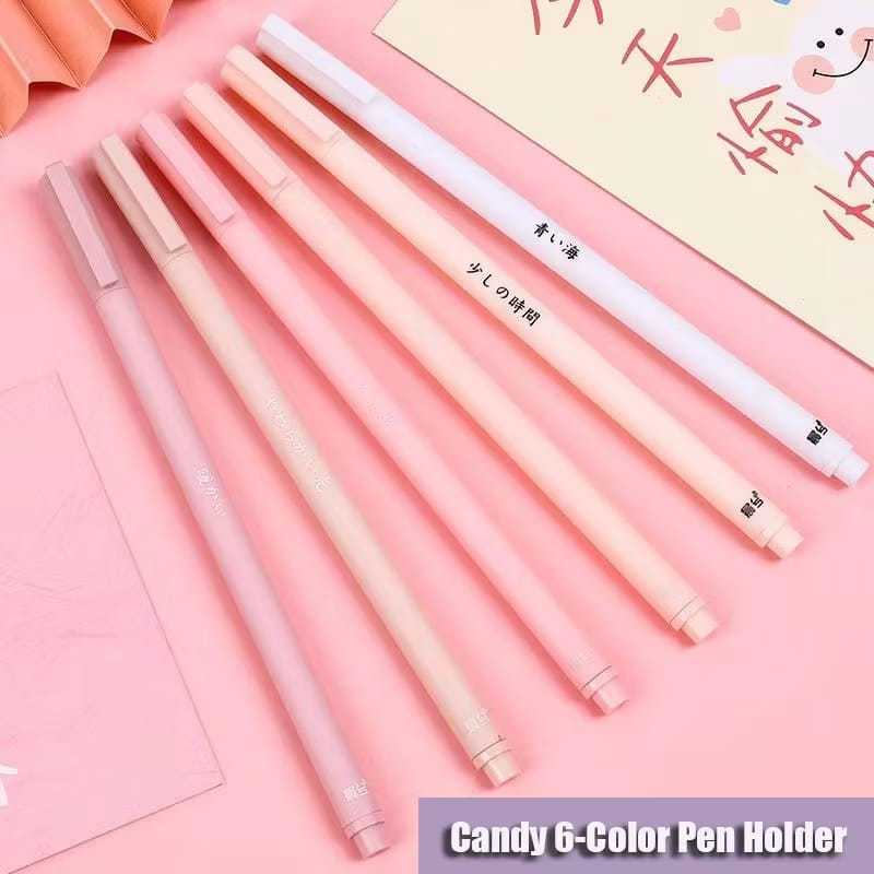 

Set 6pcs Pulpen Gel Estetik Polos Warna Pastel Matte 0,5MM & Pulpen Gel Warna Morandi Kreatif