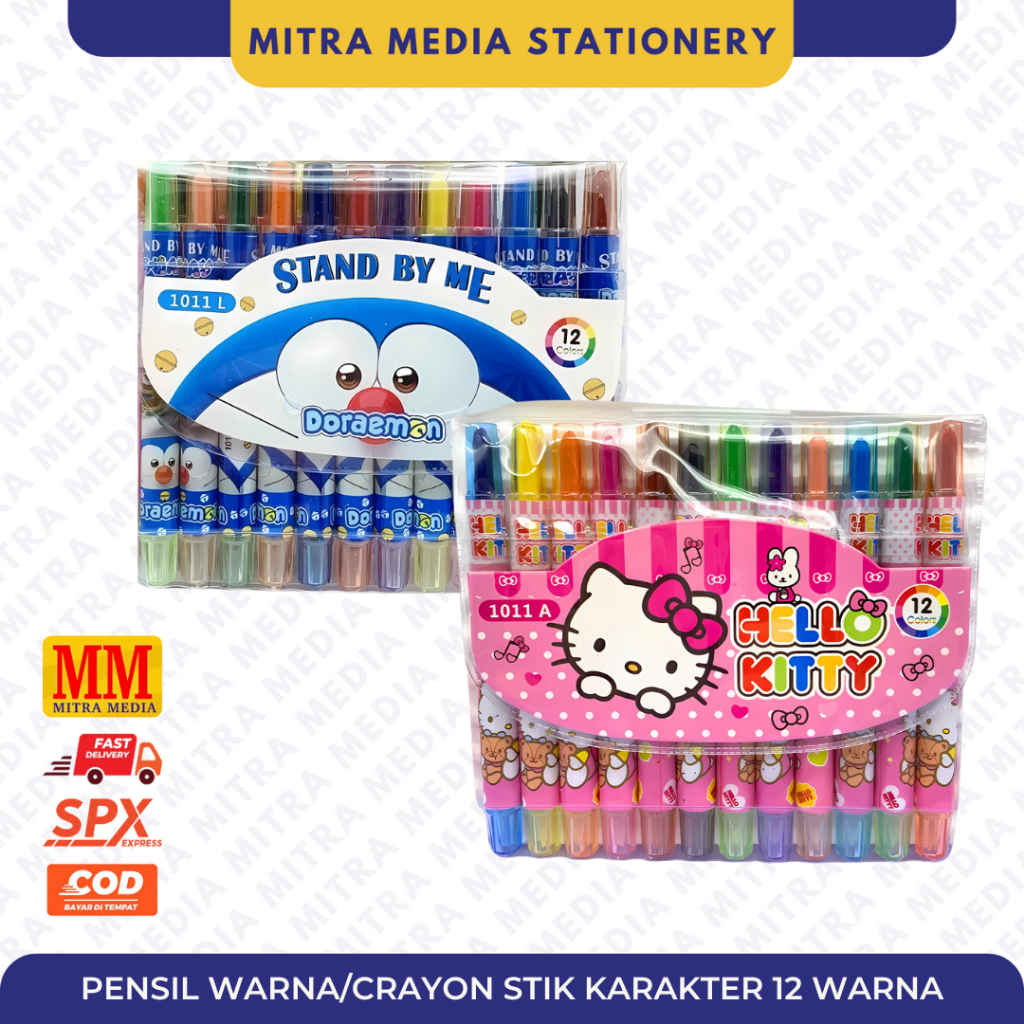 

Crayon Karakter / Doraemon / Hello Kitty / Krayon Putar 12 Warna Oil pastel Import