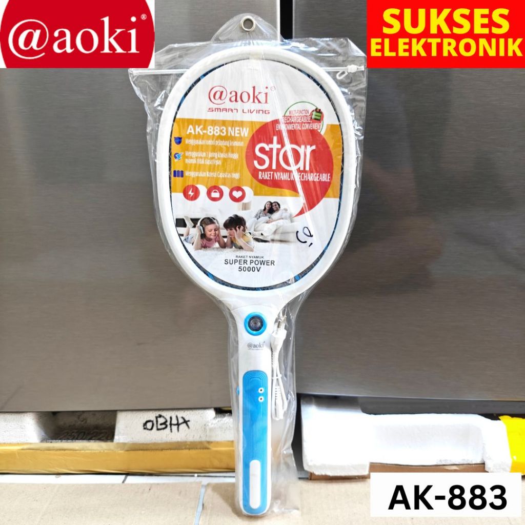 RAKET NYAMUK AOKI AK-883 ALAT PEMBUNUH NYAMUK SETRUMAN LISTRIK CAS KABEL BATERAI SETRUM