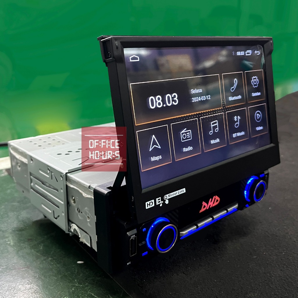 Single Din Carplay Ram 2+32 GB Head Unit Android 7 inch DHD Sliding In-Dash