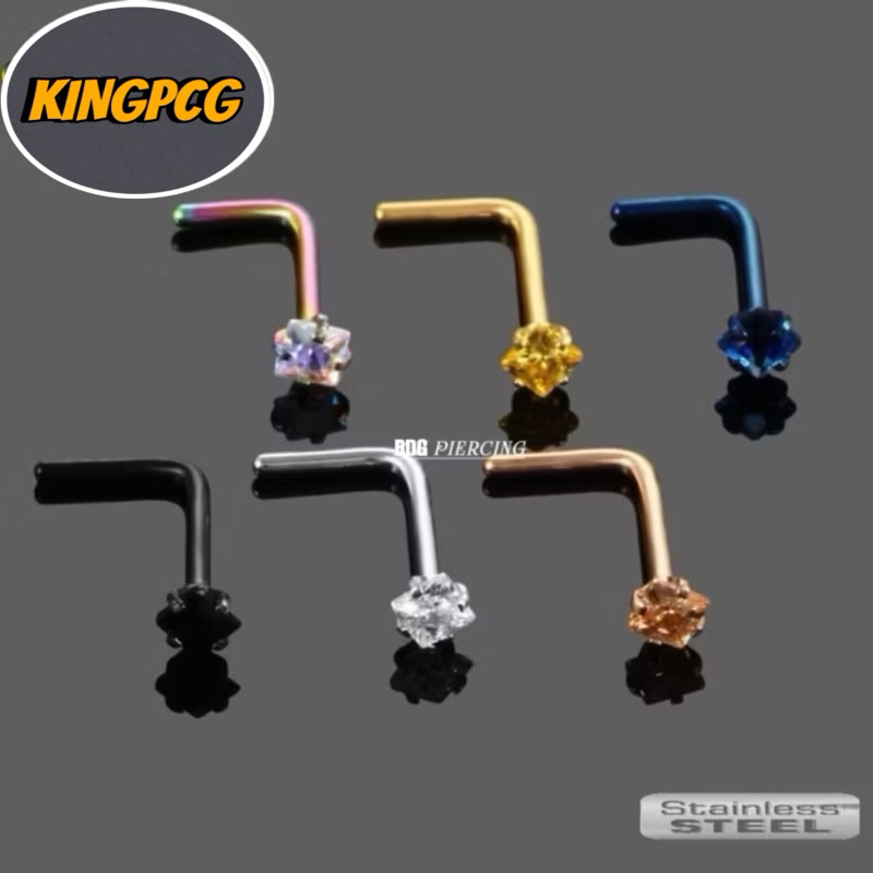 Anting Hidung Letter L zircon Persegi/ Anting hidung / Nose ring/ Nose ring L
