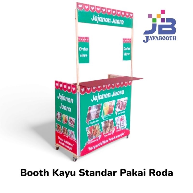 Booth Portable Kayu Standar Pakai Roda  Bonus Rak Depan (95x65cm) JB LV