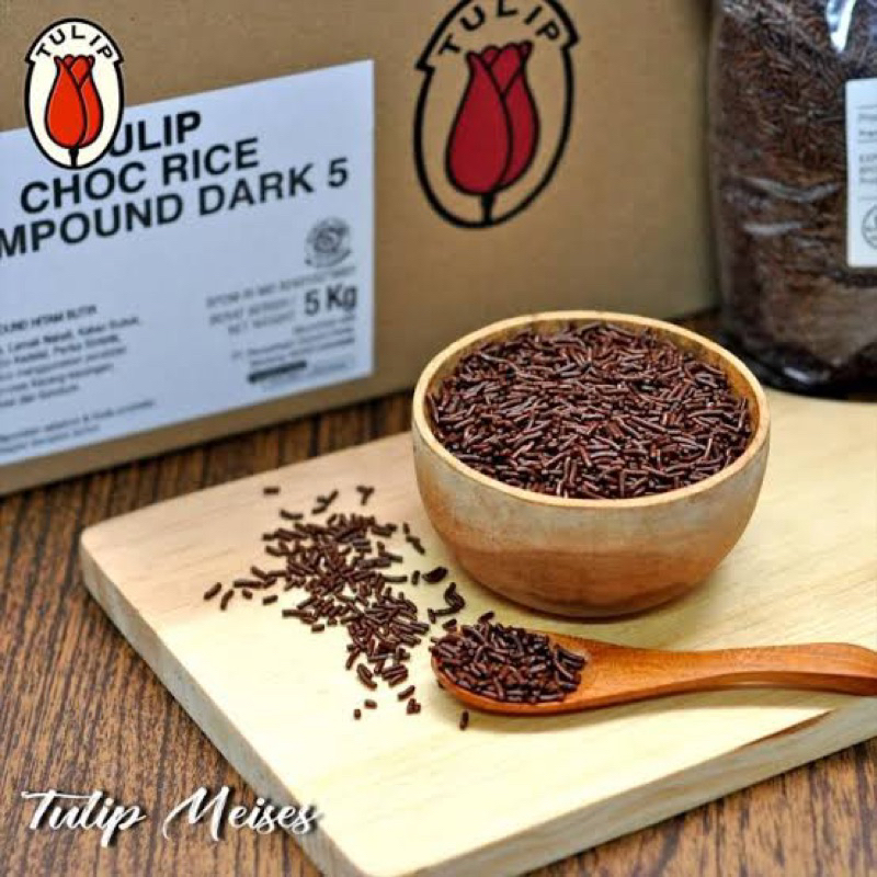 

5KG TULIP CHOCO RICE DARK COMPOUND | MESES TULIP ORIGINAL | 1 DUS | 1 KARTON