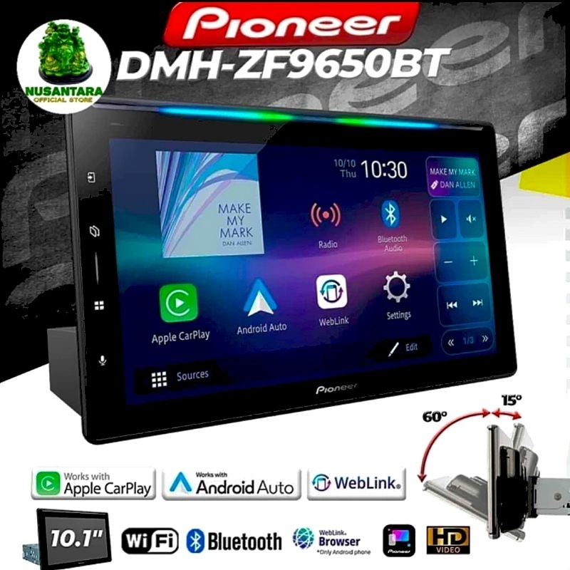 TERBARU PIONEER DMH ZF9650BT 10 INCH WIRELESS APPLE CAR PLAY WIRELESS ANDROID AUTO HEAD UNIT DOUBLE