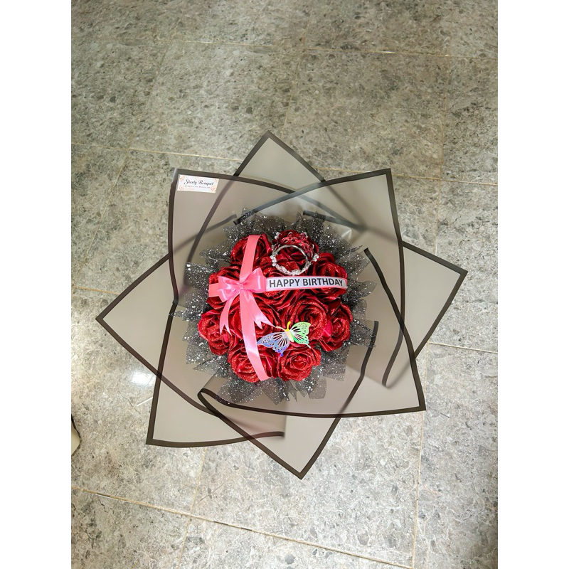 

BUKET PITA SATIN GLITER | BUKET PITA SATIN WISUDA hadiah ulang tahun | Buket valentine