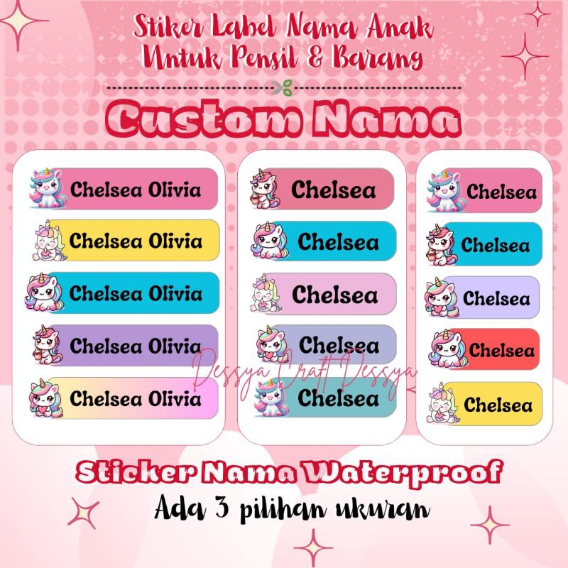 

Stiker Label Nama Anak Custom Waterproof Untuk Pensil dan Barang