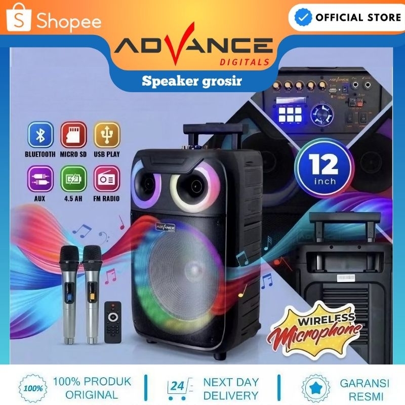 Advance K1212H Speaker Meeting Bluetooth 12 Inch Gratis 2 Mic Wirelles K-1212H Portable Speaker