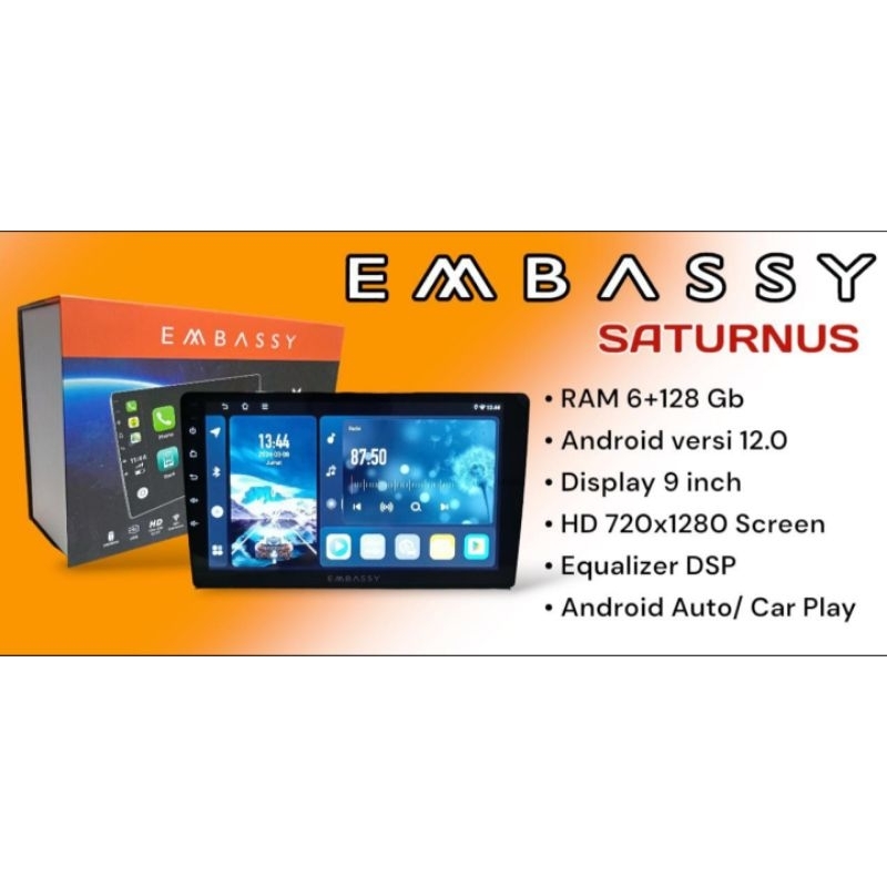 Android 9" Embassy Saturnus Ram 6/128GB