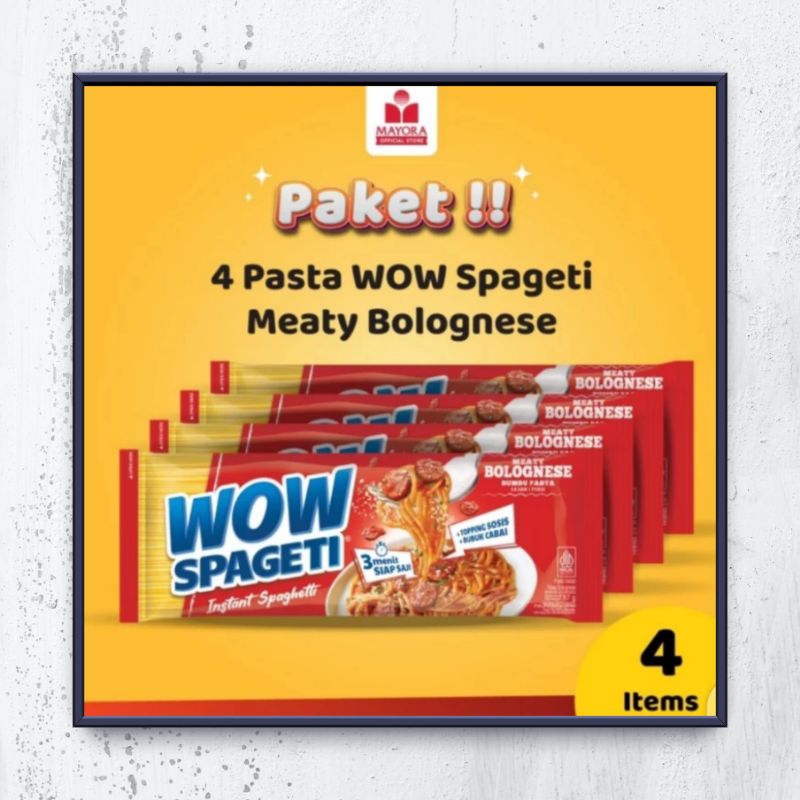 

PAKET 4 WOW SPAGETI INSTAN MEATY BOLOGNESE SPAGETI INSTAN PACKING KARDUS