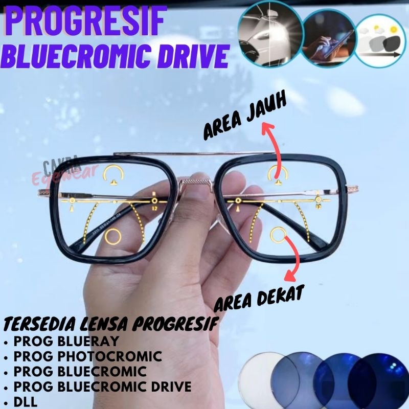 kacamata progresif pria baca plus pria, kacamata Aviator Tony Stark kacamata progresif bluecromic