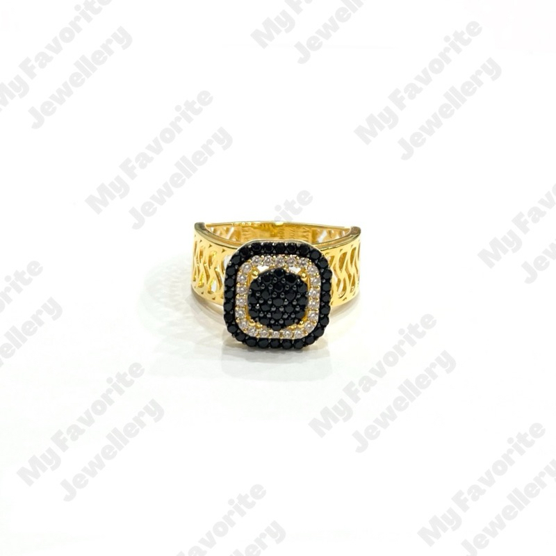 Cincin Permata Hitam AD Permata Uk15 (Emas Asli Kadar 700)