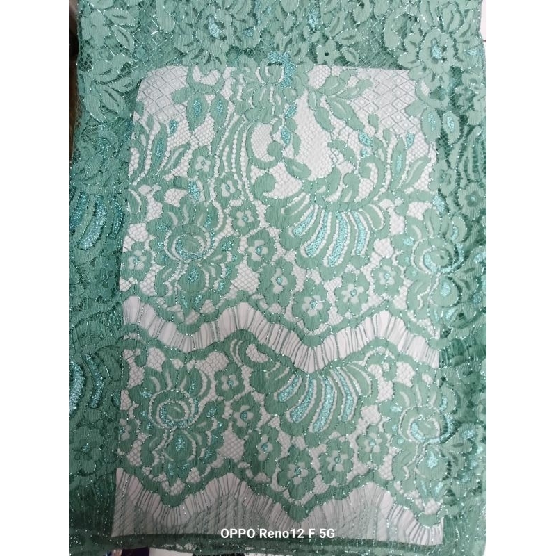 BAHAN KEBAYA BRUKAT SAINT LAURENT WARNA HIJAU
