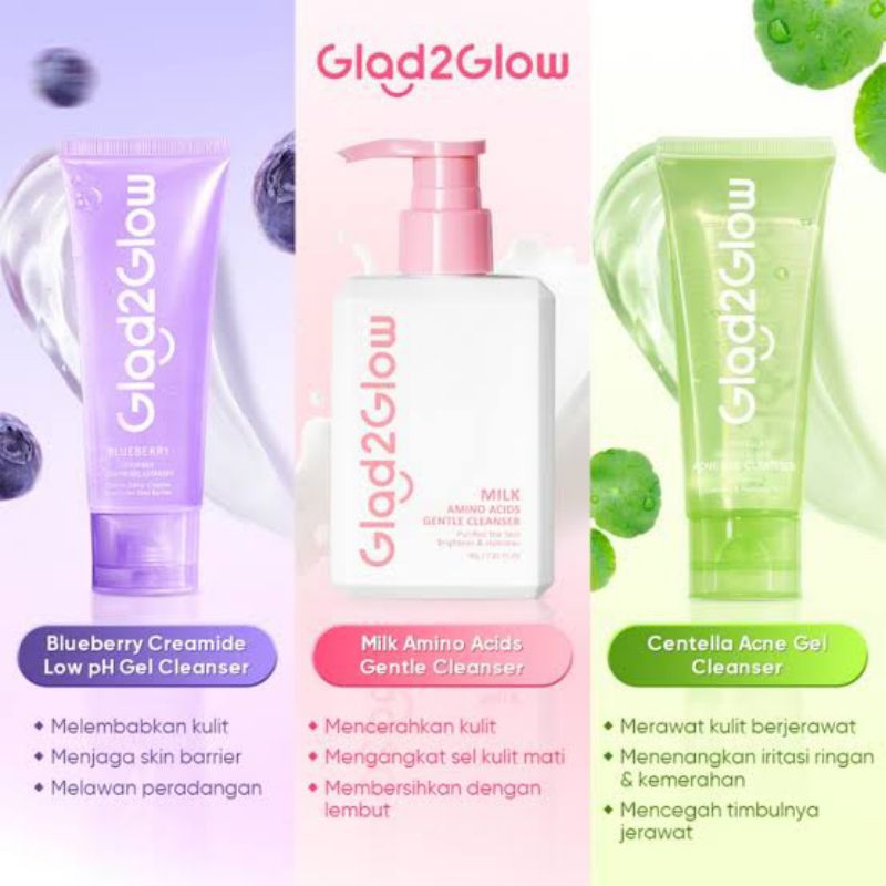 BUNGA- Facial Wash Glad2glow/ Sabun cuci muka glad2glow/ Pembersih wajah