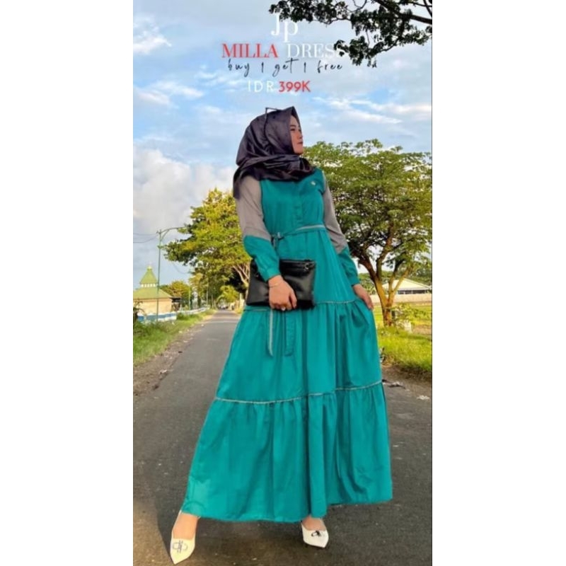 Gamis lengan panjang Journey Katun toyobo// dress JP