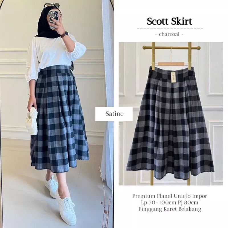 ROK MIDI FLANEL 7/8 || Rok Midi Flanel Kotak Import 7/8