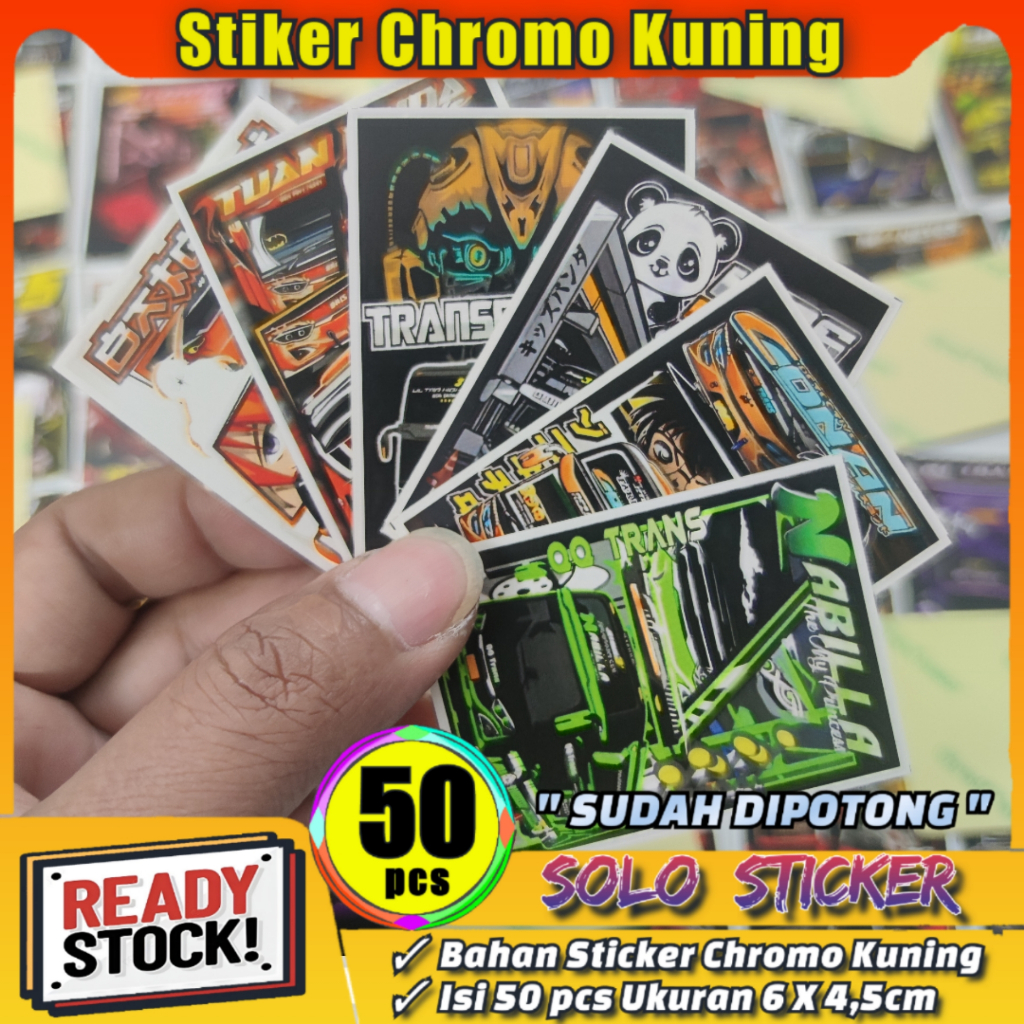 

Stiker Bus Basuri Isi 50pc SUDAH DIPOTONG Bahan Chromo Glossy Anti Air
