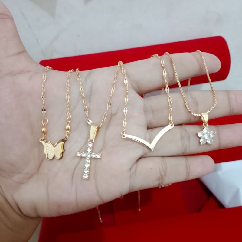 kalung titanium asli lapis emas 18karat