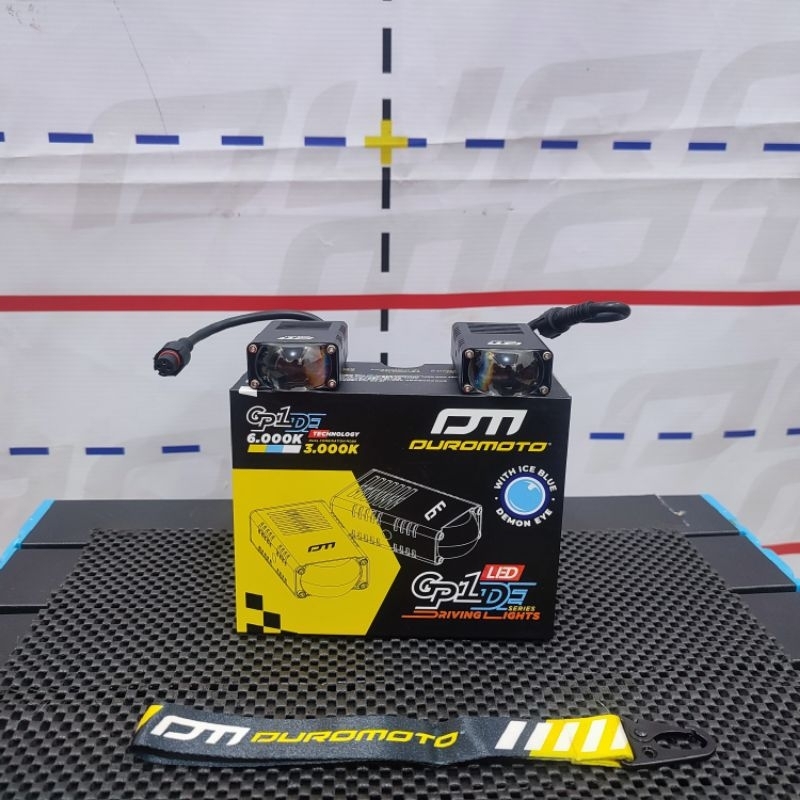Duromoto GP1 DE (putih kuning dilengkapi demon ice blue)