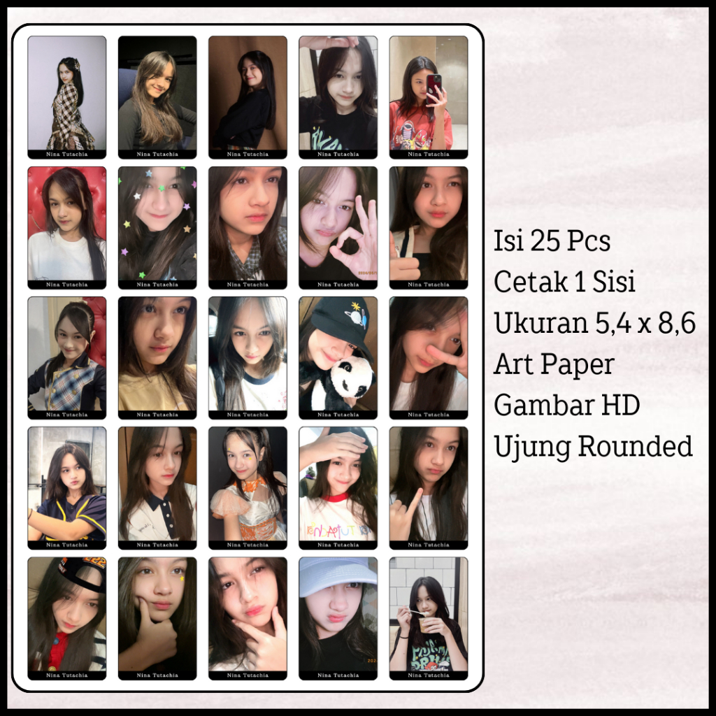 Photocard Nachia JKT48 25 pcs, PC Nachia JKT48 1 Sisi,Selca Nachia Jkt48