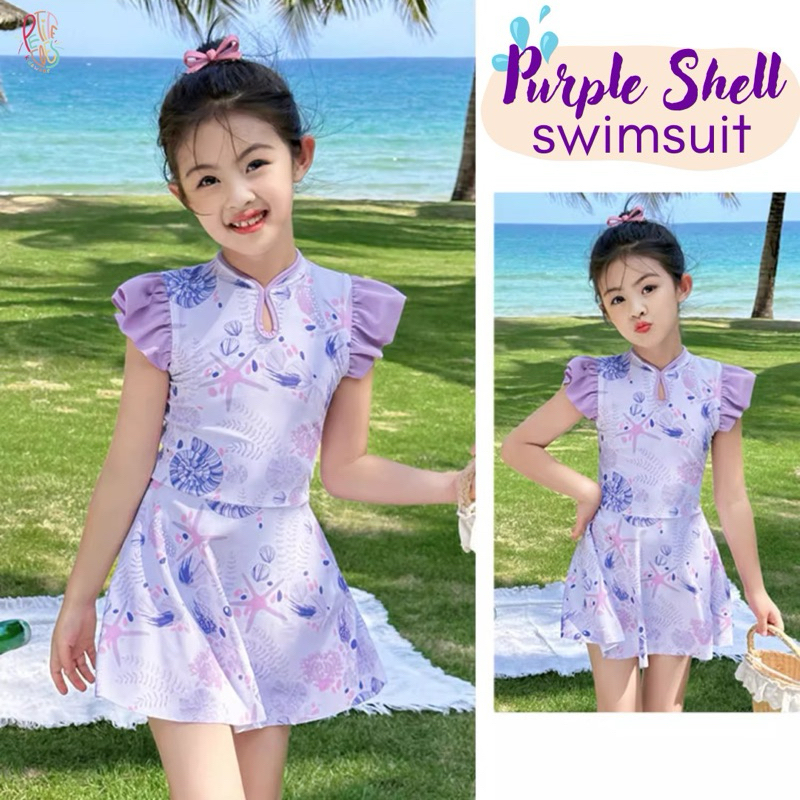 Purple Shell Swimsuit/ Baju Renang Anak Perempuan/ Swimwear Anak Perempuan/ Swimsuit Anak Perempuan