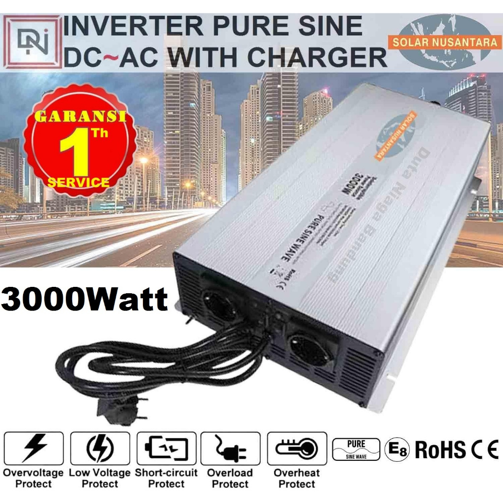 Inverter Pure sine wave 3000 Watt 12 VDC Charger Power Inverter UPS