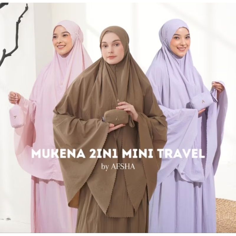 NEW (FREE SAJADAH TRAVEL) Afsha Mukena Traveling With Compact Pouch