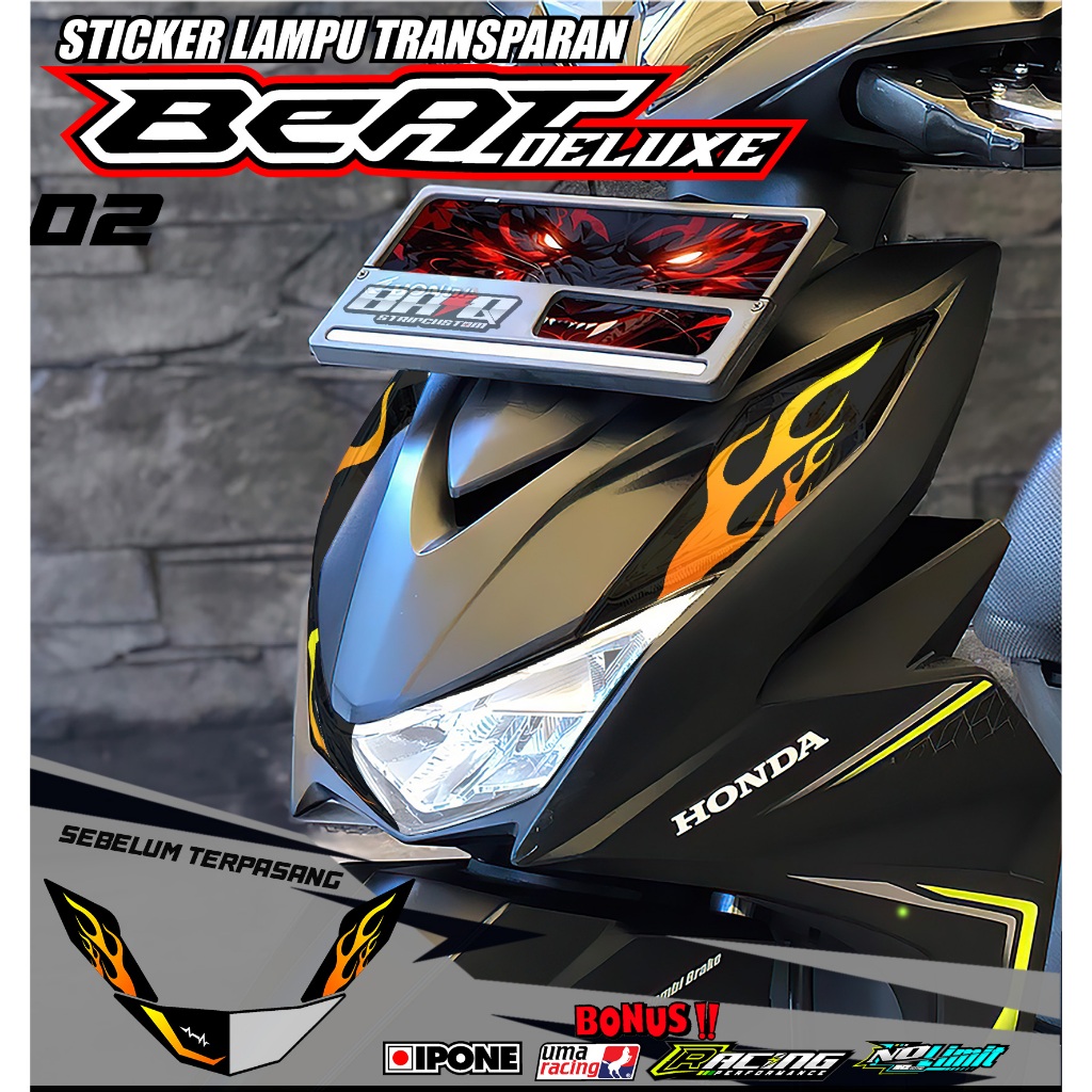 02 STICKER LAMPU ALIS DEPAN BEAT DELUXE - STICKER LAMPU ALIS DEPAN BEAT DELUXE MOTIF HOT FIRE