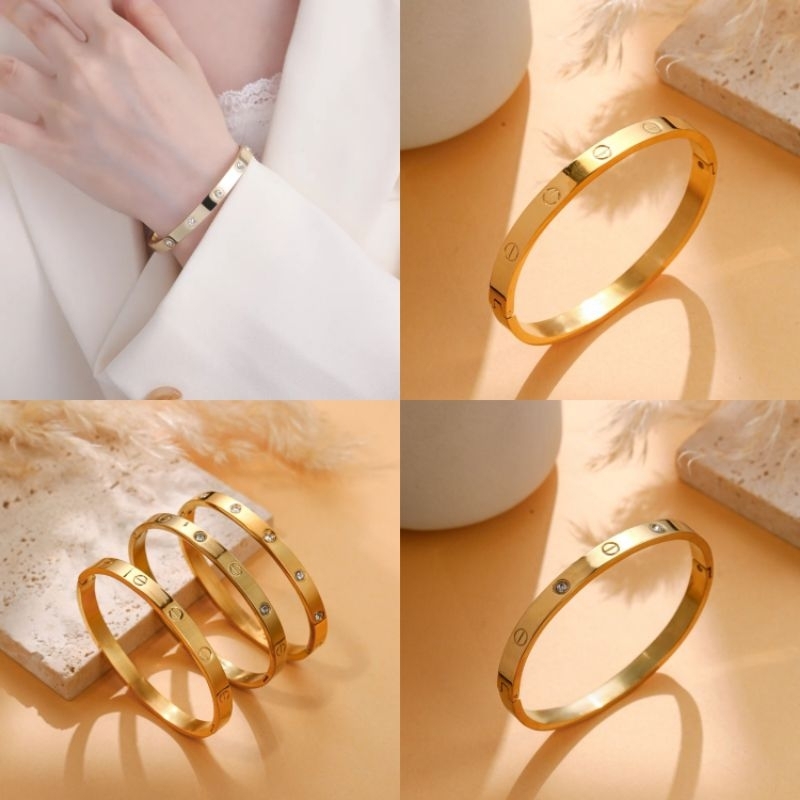 Gelang Bangle Titanium Anti Karat Aksesoris Wanita