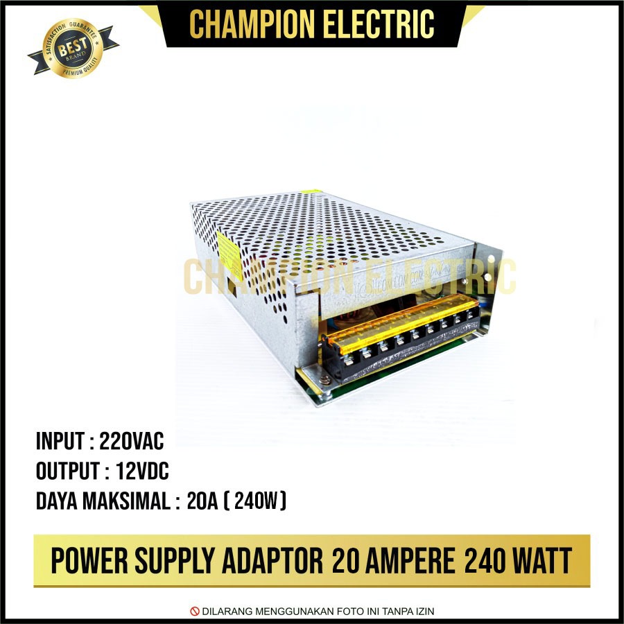 Adaptor Power Supply 12V 20A Switching LED Trafo 20 Ampere