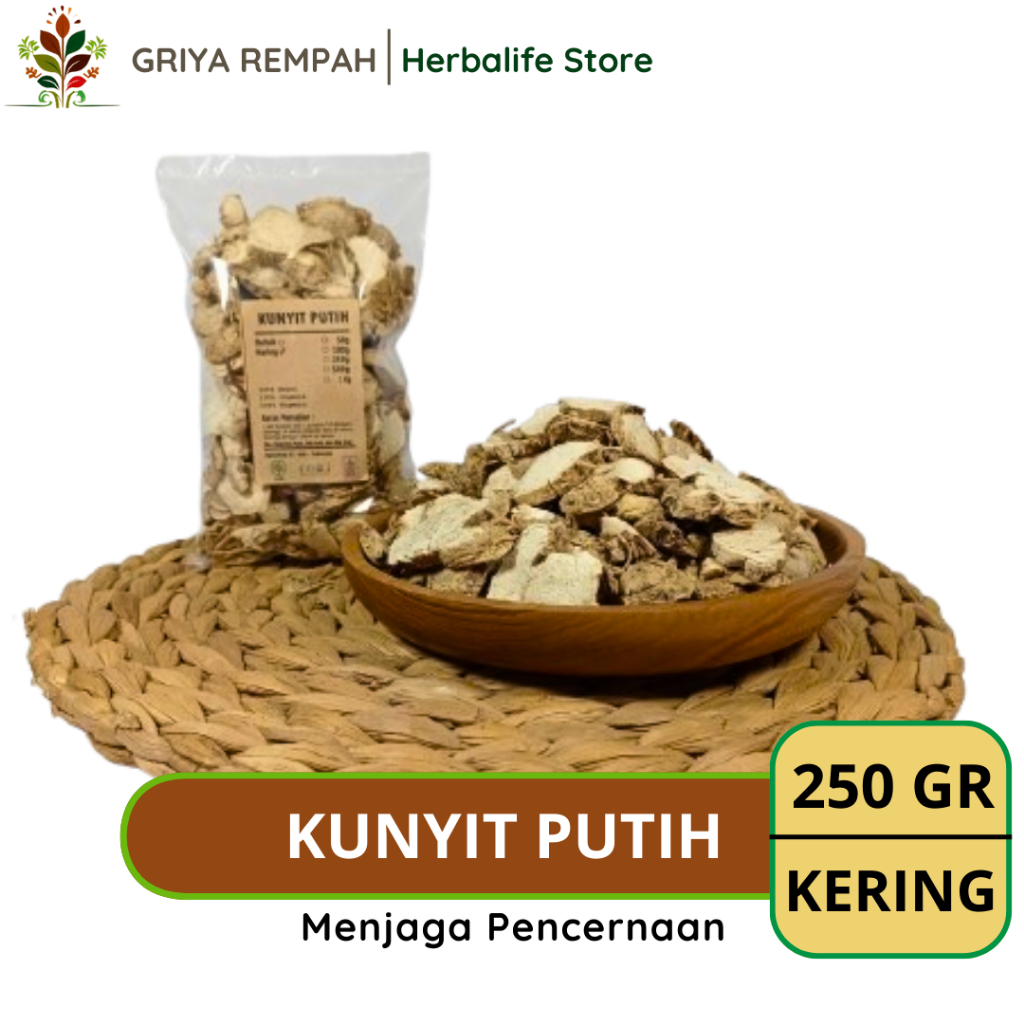 

KUNYIT PUTIH KERING 250 GRAM Kunir Rempah Herbal Simplisia Alami Premium untuk Ramuan Jamu Tradisional & Kesehatan Curcuma zedoaria