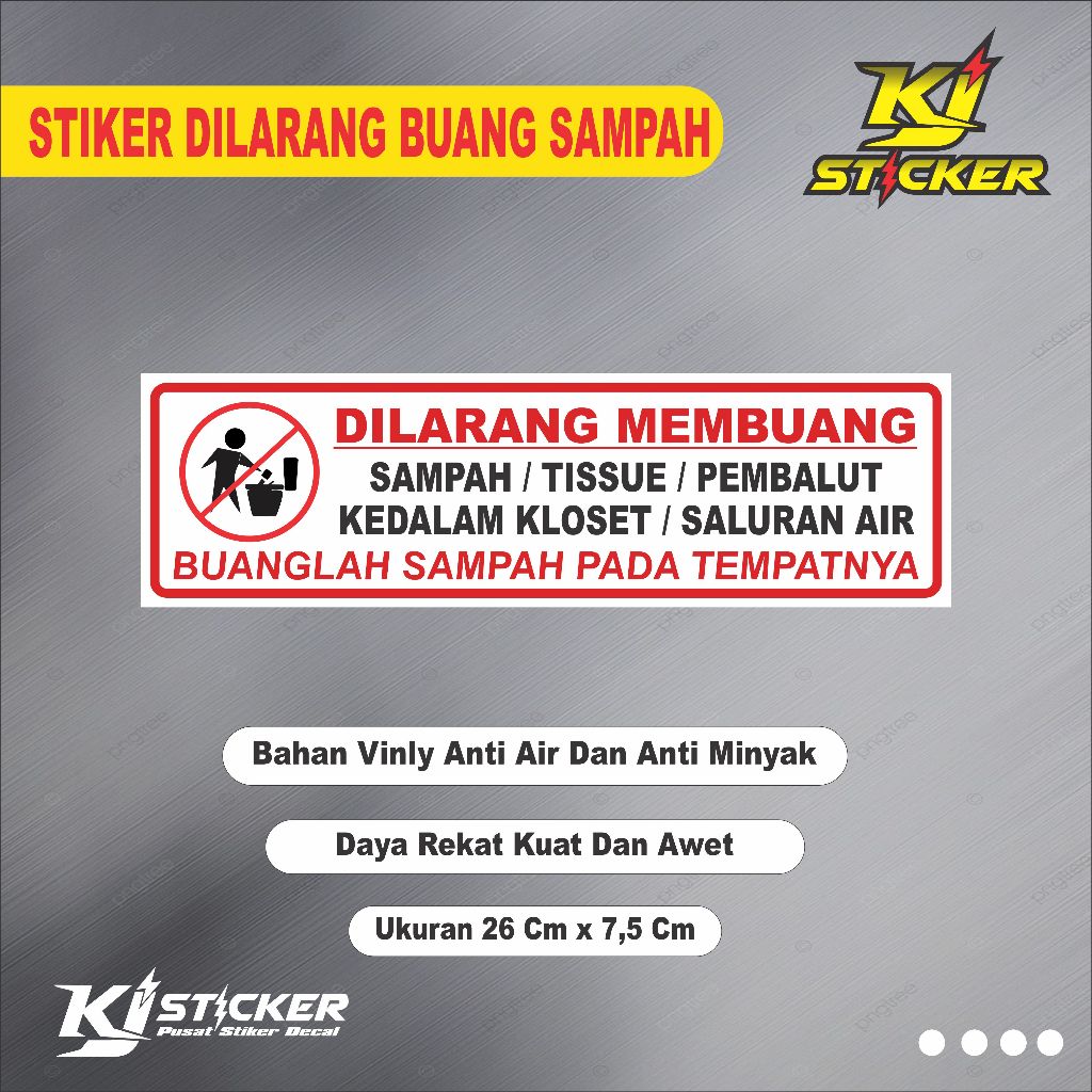 

KJ STIKER Promo Stiker Dilarang Buang Sampah Ke Kloset / Stiker Kloset / Stiker Dilarang Buang Sampah Kedalam Kloset / Dilarang Buang Tisu Pembalut