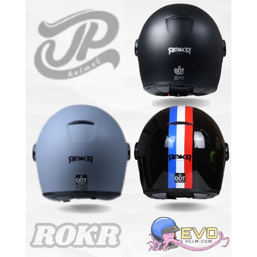 Desyallshop Helm Jpx Full Face - Jp Retro Rokr Motif & Solid Original Sni (Dot) Helm Vespa Clasic &