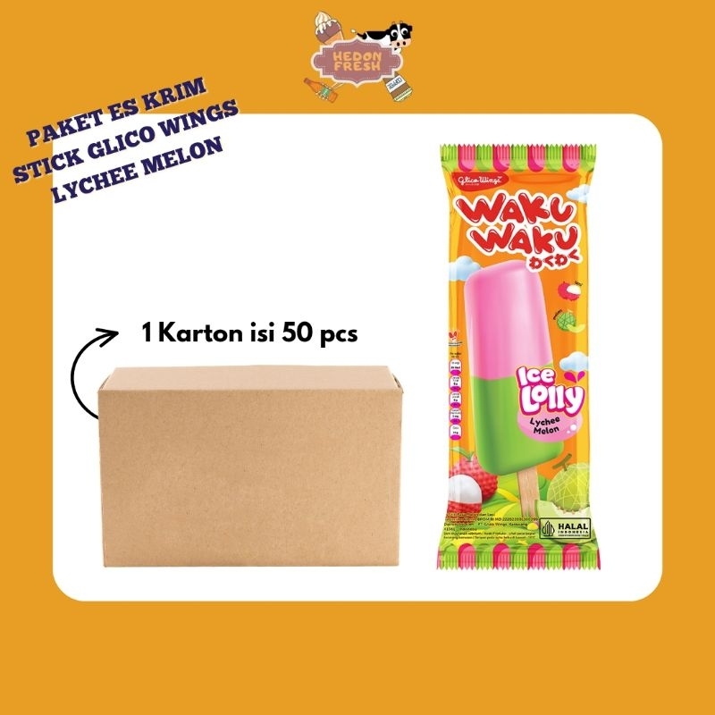 

Paket Es Krim Stik Glico Wings Waku-Waku Lychee Melon