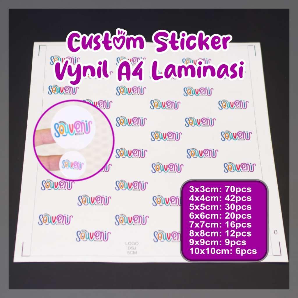 Cetak Sticker VINYL Laminasi GLOSSY/DOFF  Free Desain Custom Design | Print & Cut Stiker Label Murah