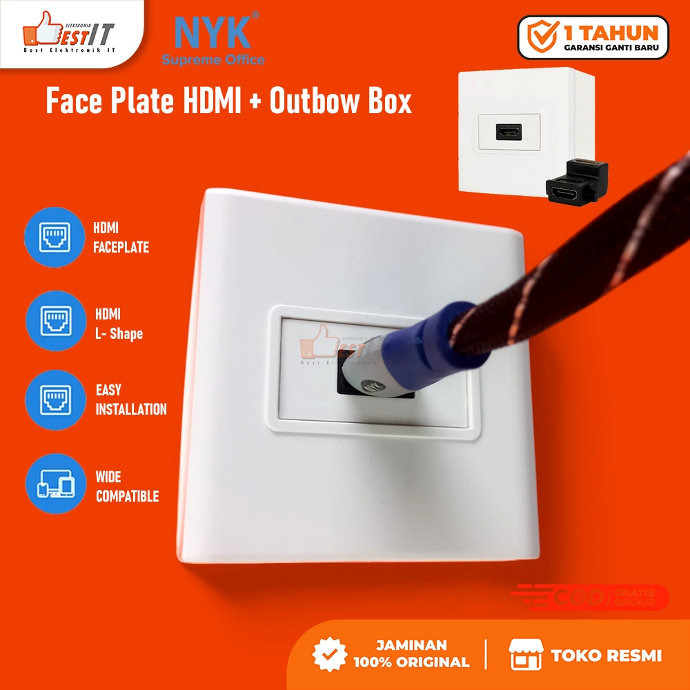 Stop Kontak Saklar Face Plate HDMI + Outbow Box NYK