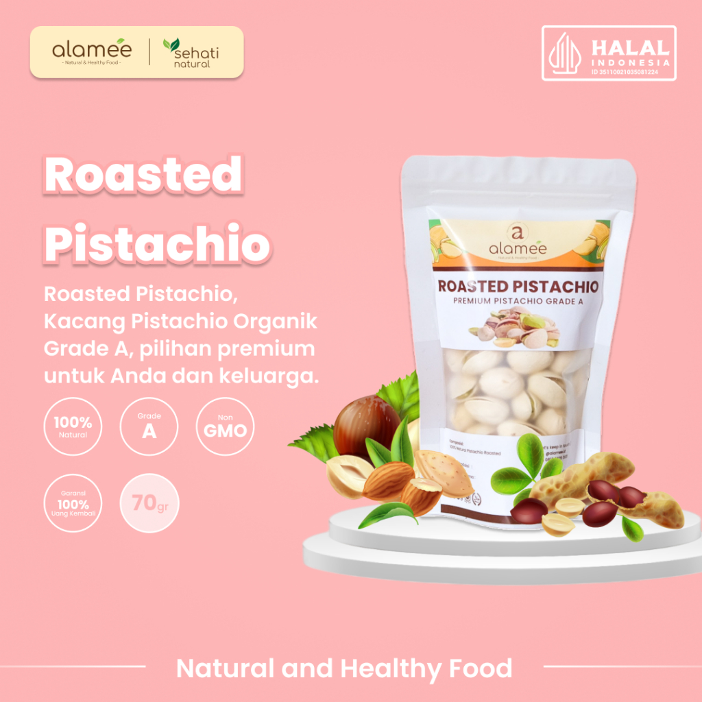 

Kacang Pistachio Premium Roasted Pistacio Non Msg Makanan Sehat Fustuk Panggang Fustuk Organic 70gr