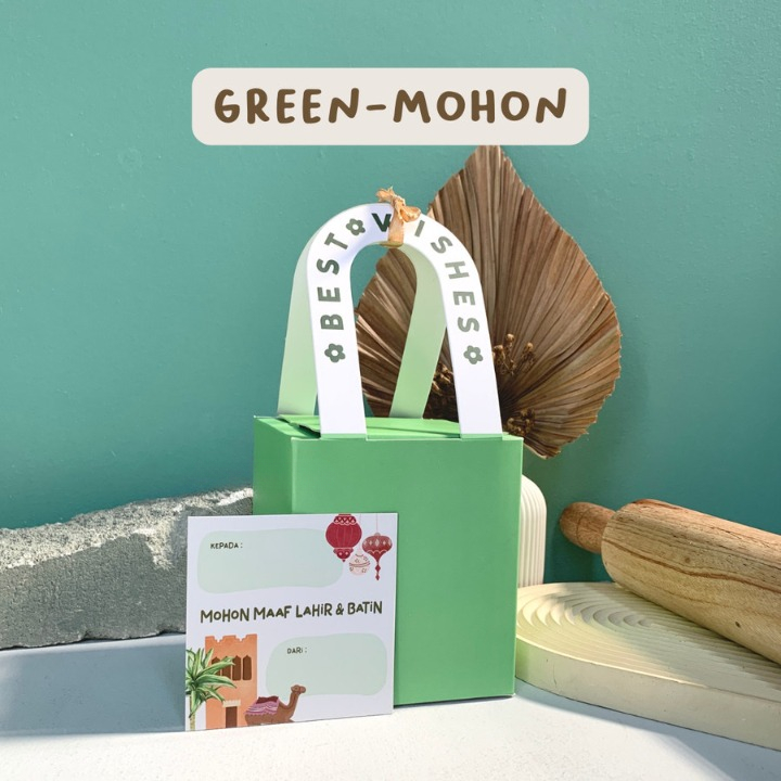 

10 box packaging toples cookies lebaran idul fitri hampers kardus eid mubarak edisi green mohon petite bag
