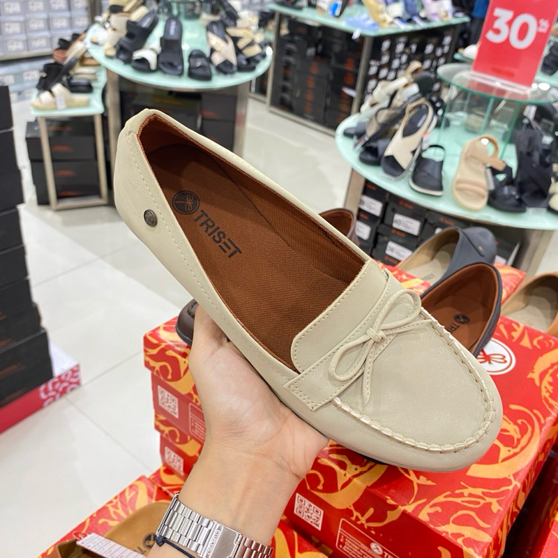 Triset sepatu selop flat moccasin wanita